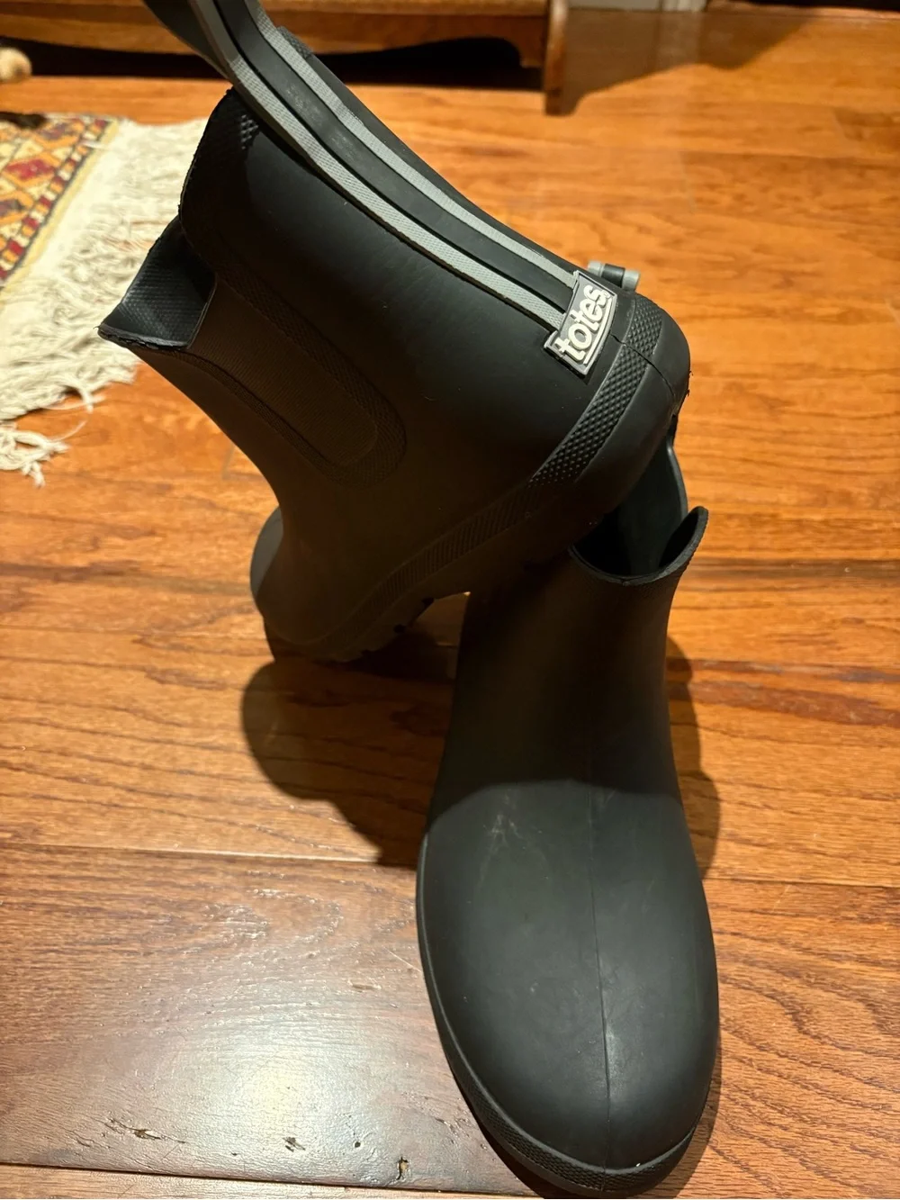 totes Black Men’s Ankle Rain Boots SZ 13